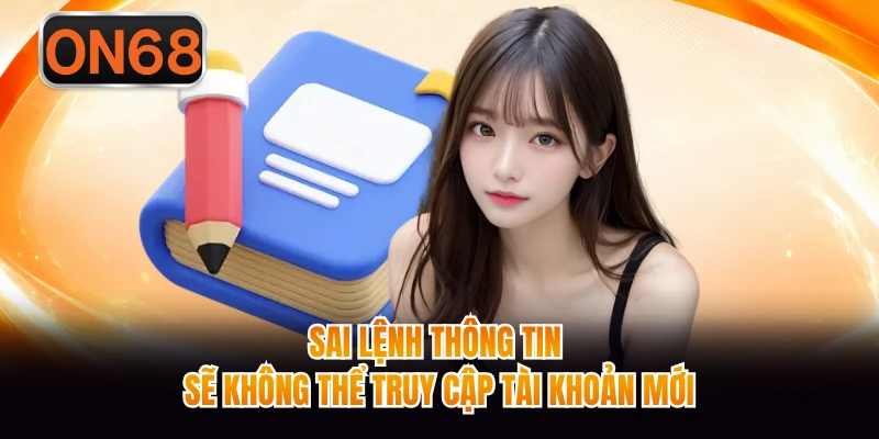 Sai lệnh thông tin sẽ không thể truy cập tài khoản mới